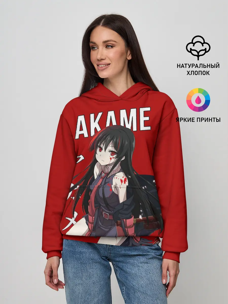 Женское худи / Убийца Акаме на красном фоне