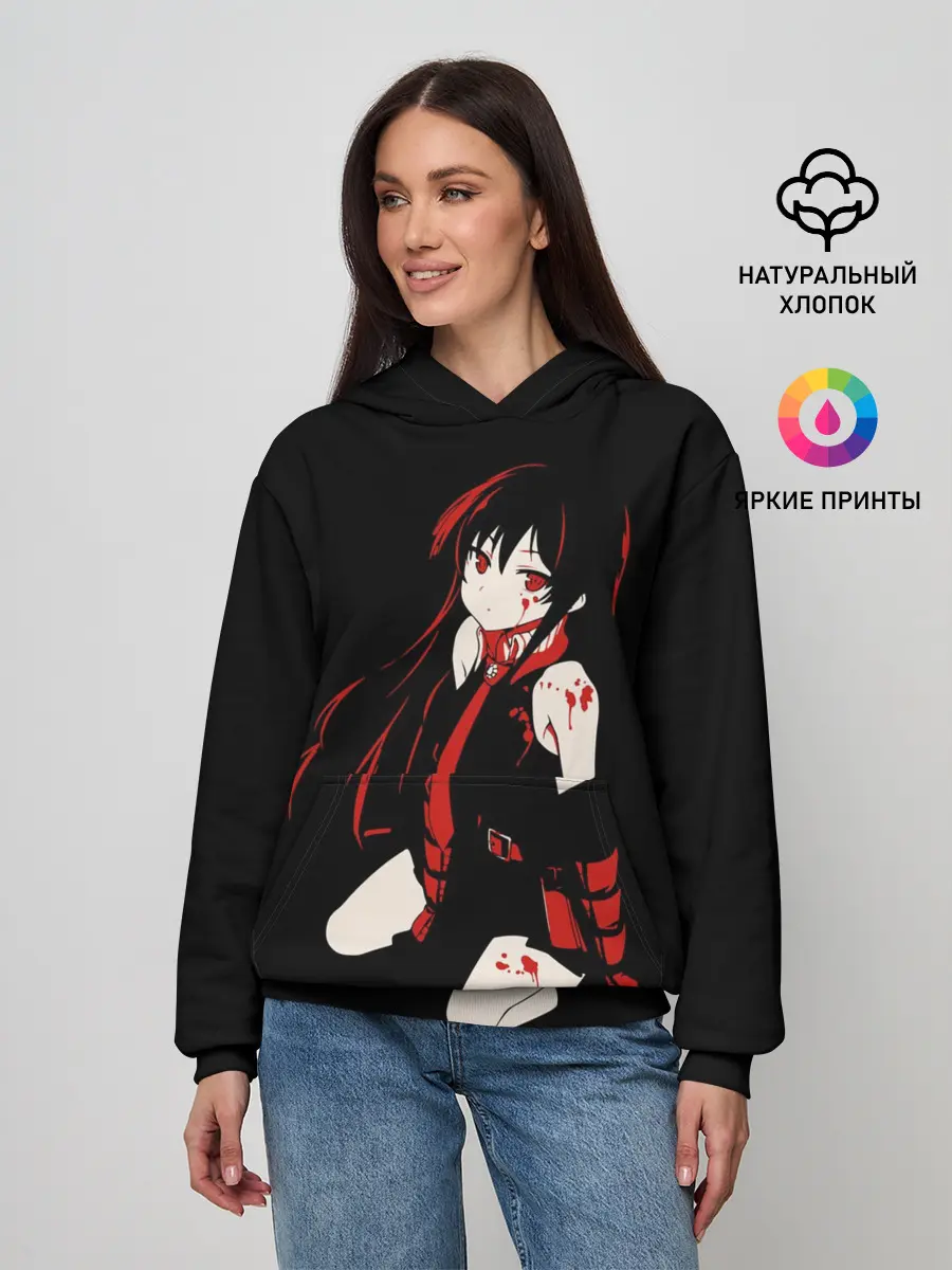 Женское худи / Убийца Акаме на черном фоне