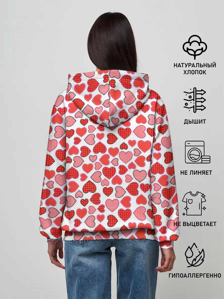 Женское худи / Сердечки паттерн
