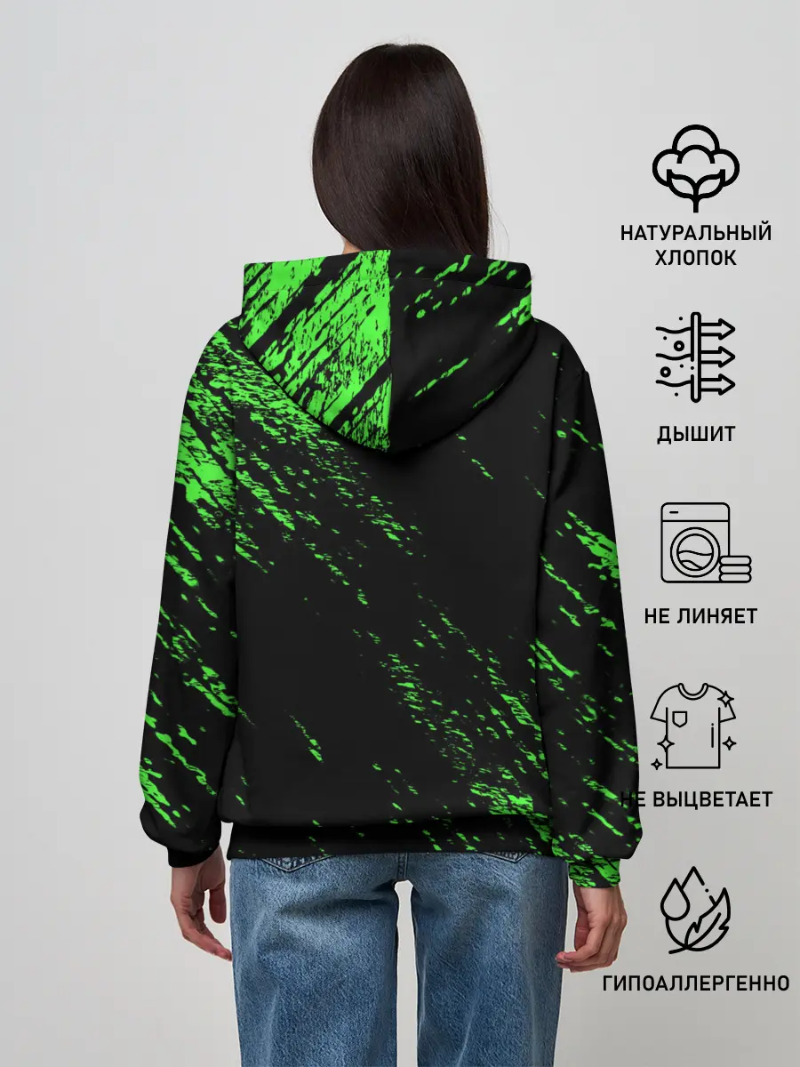 Женское худи / Хвост Феи зеленая диагональ