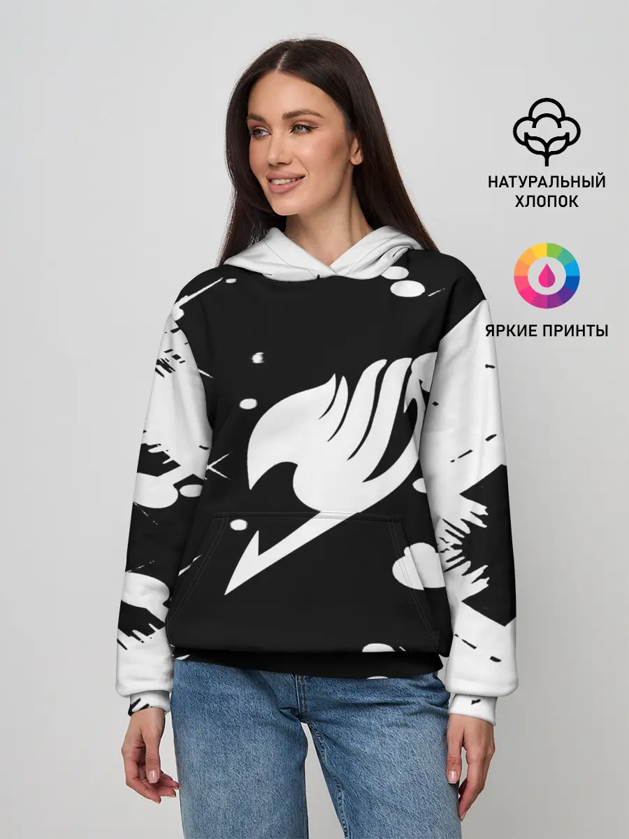 Женское худи / Хвост Феи геометрия в чб