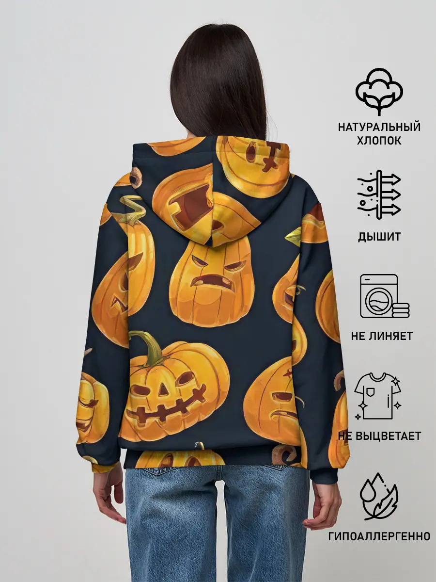 Женское худи / Праздничные тыквы