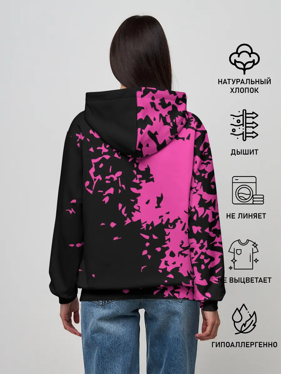 Женское худи / Love anime розовые кляксы на черном