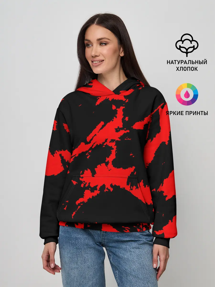 Женское худи / Красный на черном