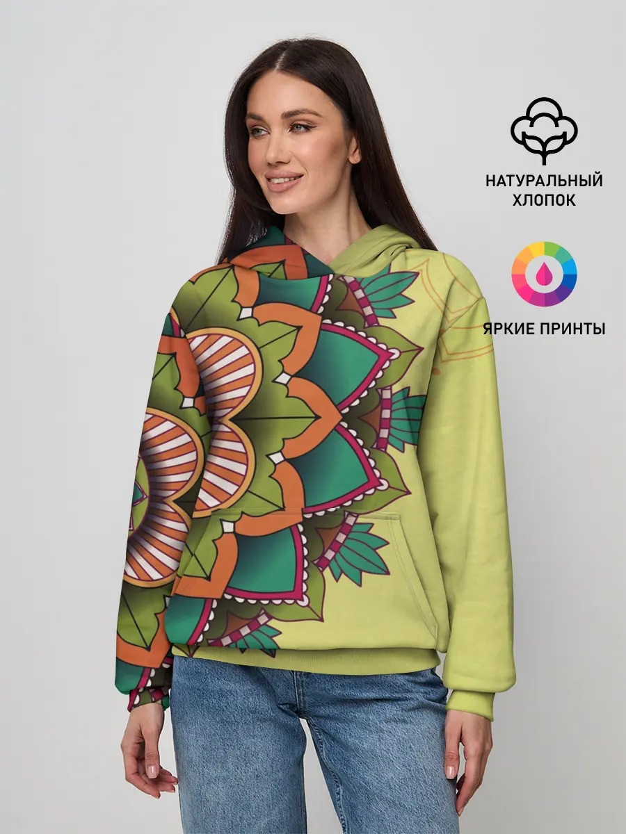 Женское худи / мандала узор тату