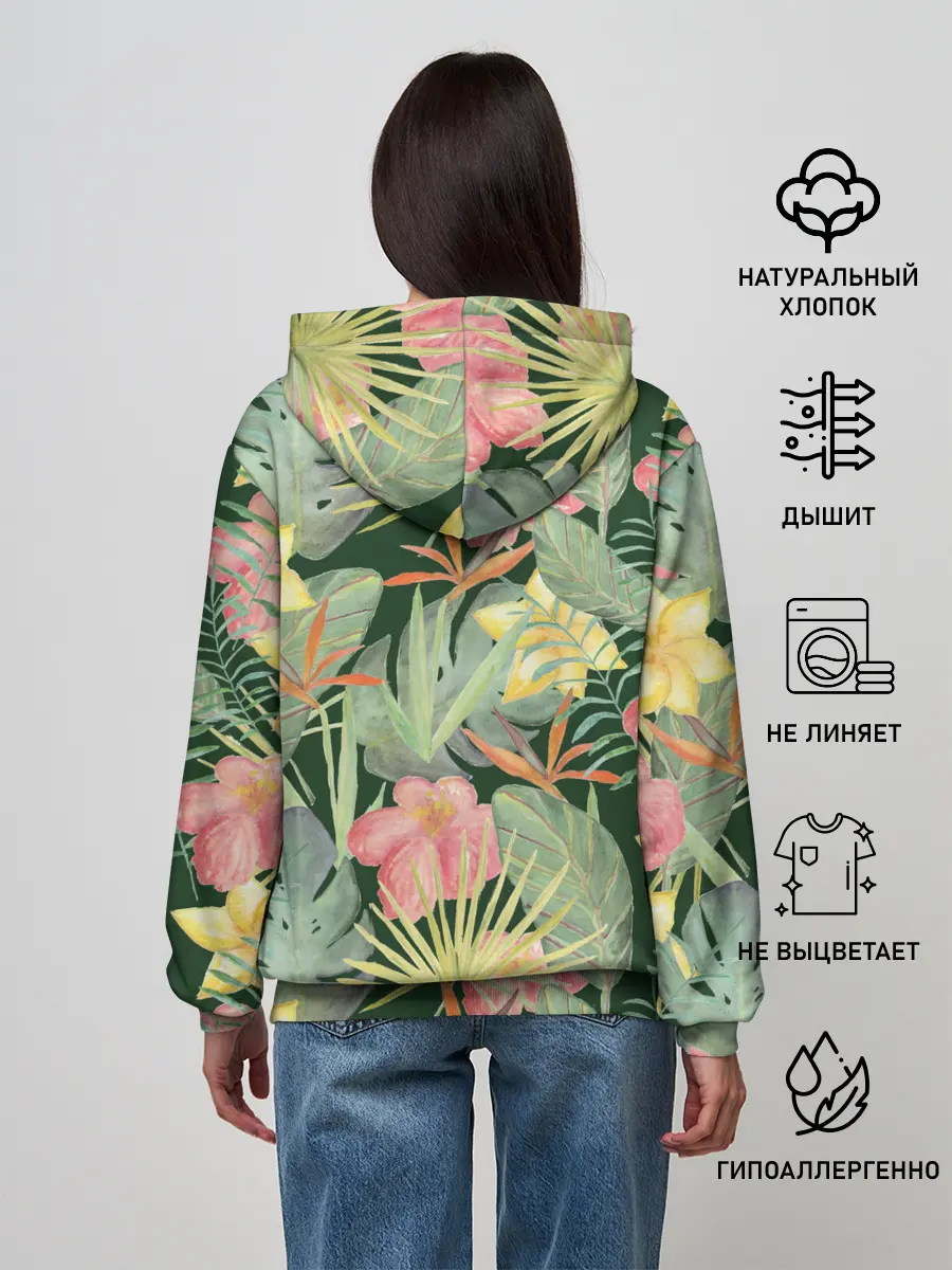 Женское худи / Тропические растения и цветы