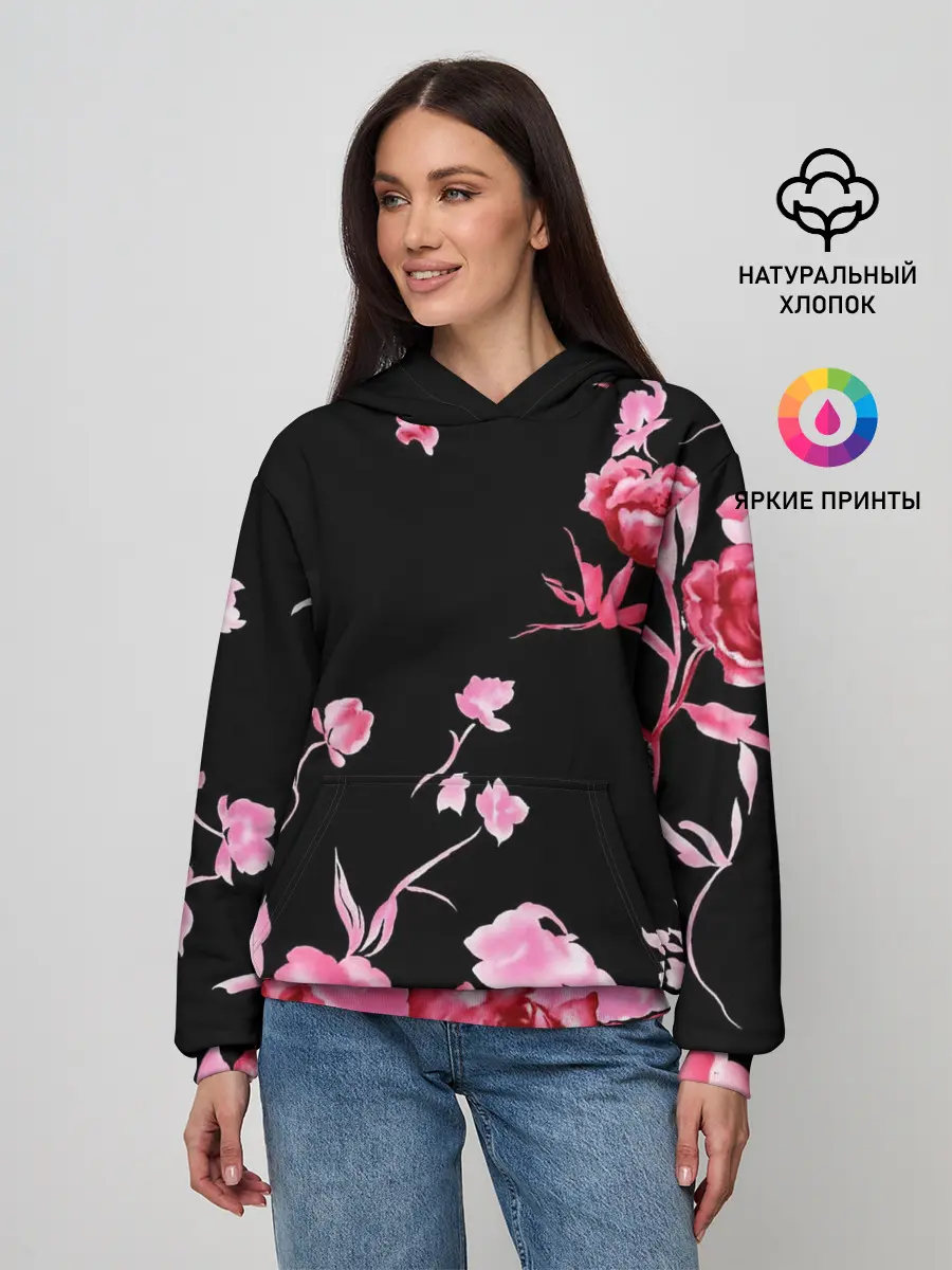 Женское худи / Яркие розы