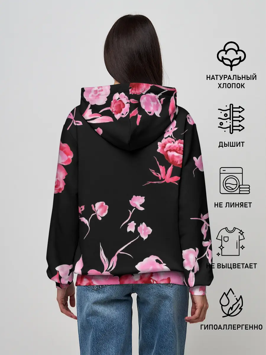 Женское худи / Яркие розы