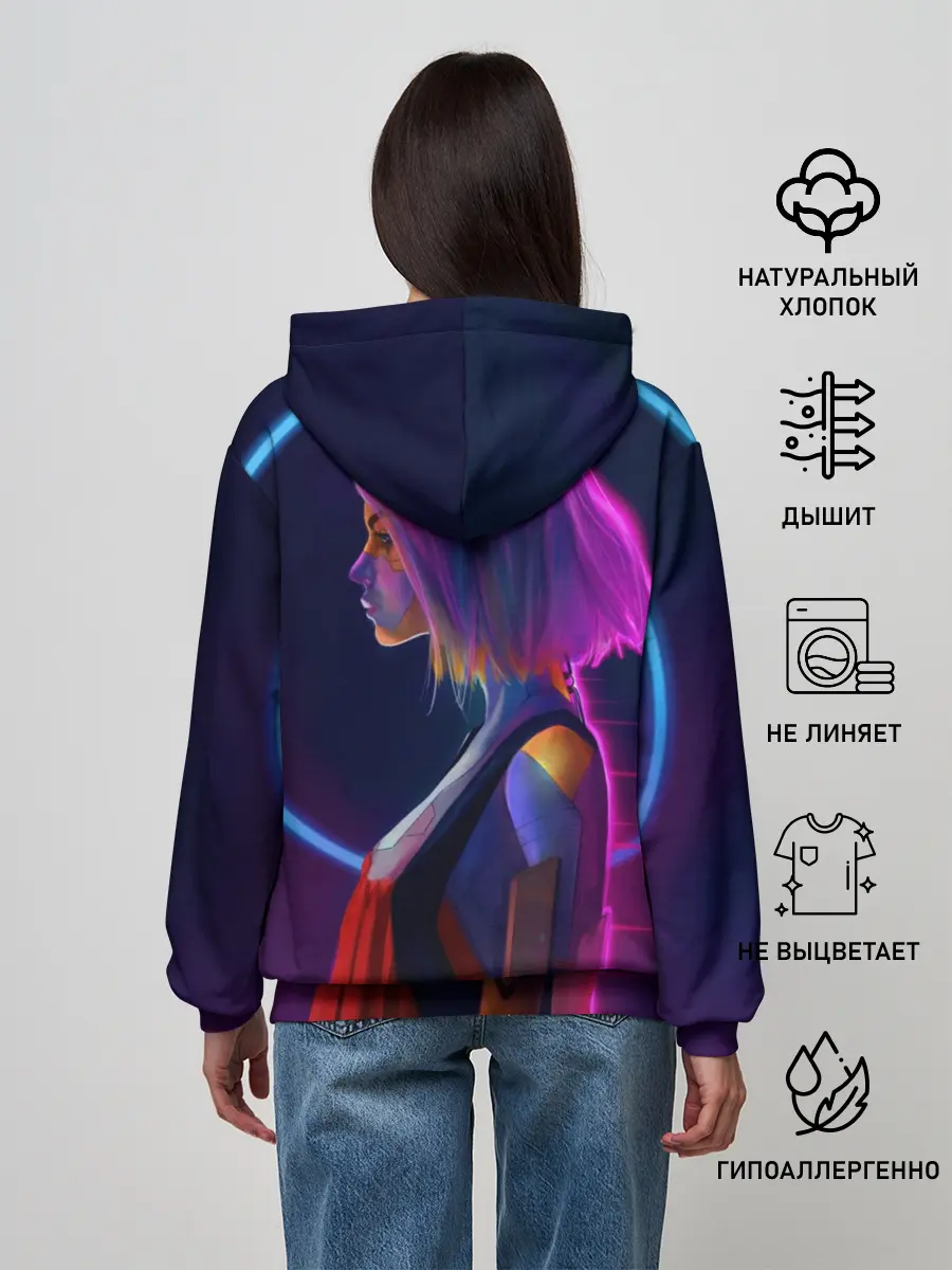 Женское худи / Девушка в неоне