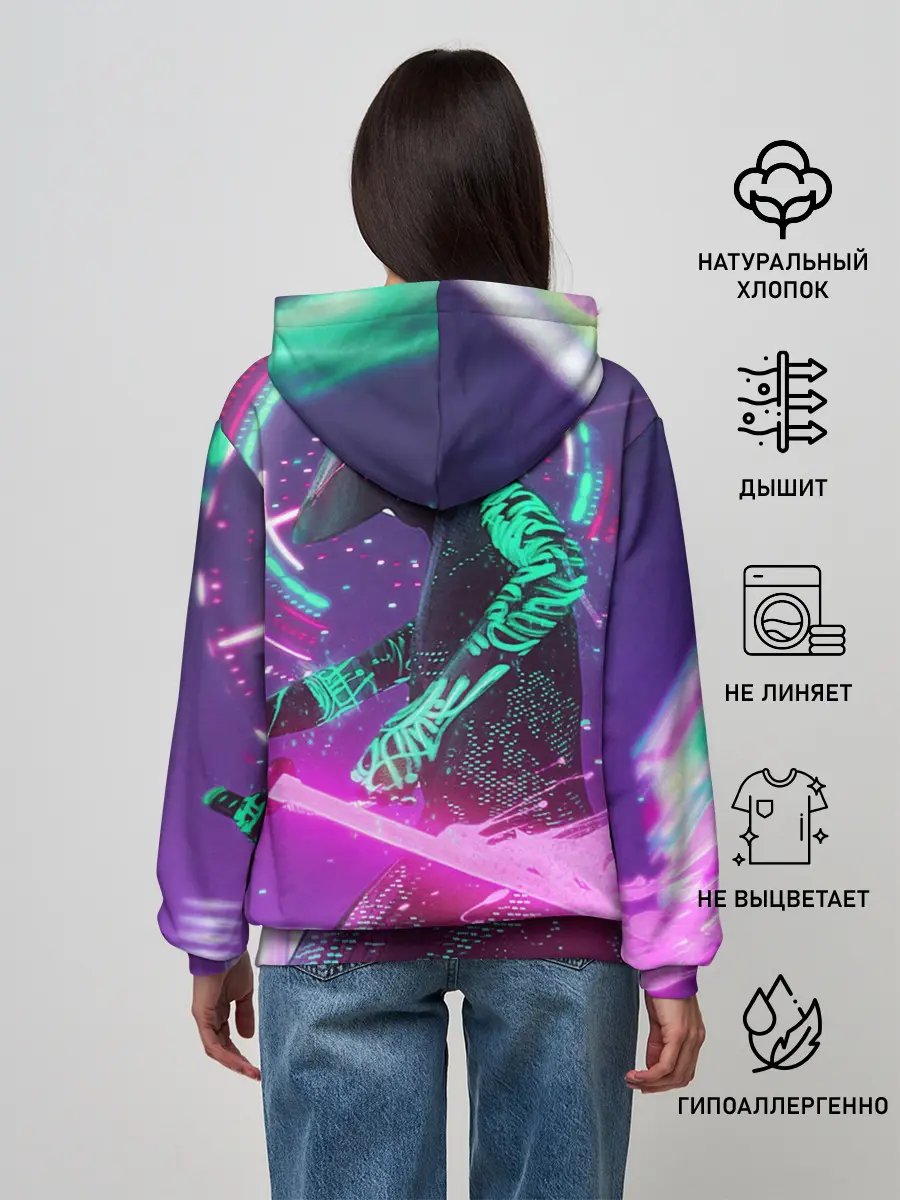 Женское худи / Неоновый Самурай