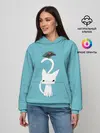 Женское худи / Белый котик и воробушек
