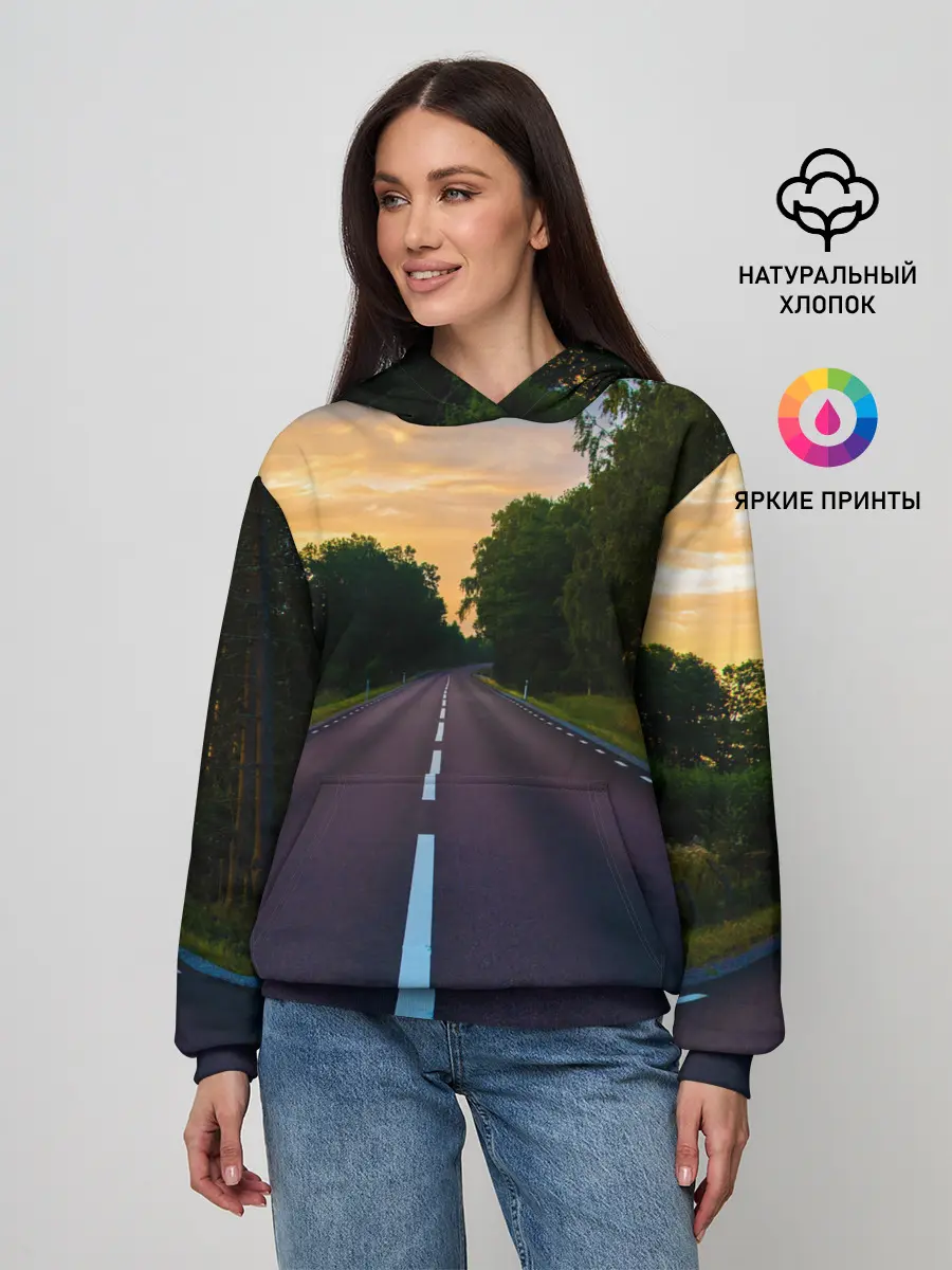 Женское худи / дорога