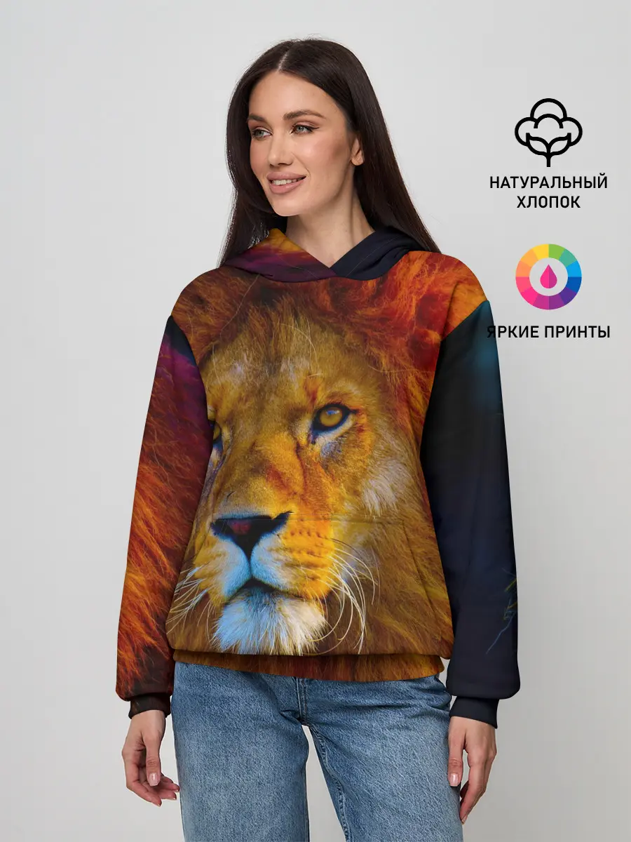 Женское худи / Лев 3D