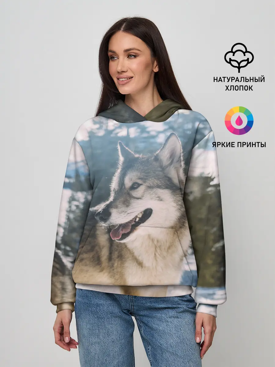 Женское худи / Волк и снег