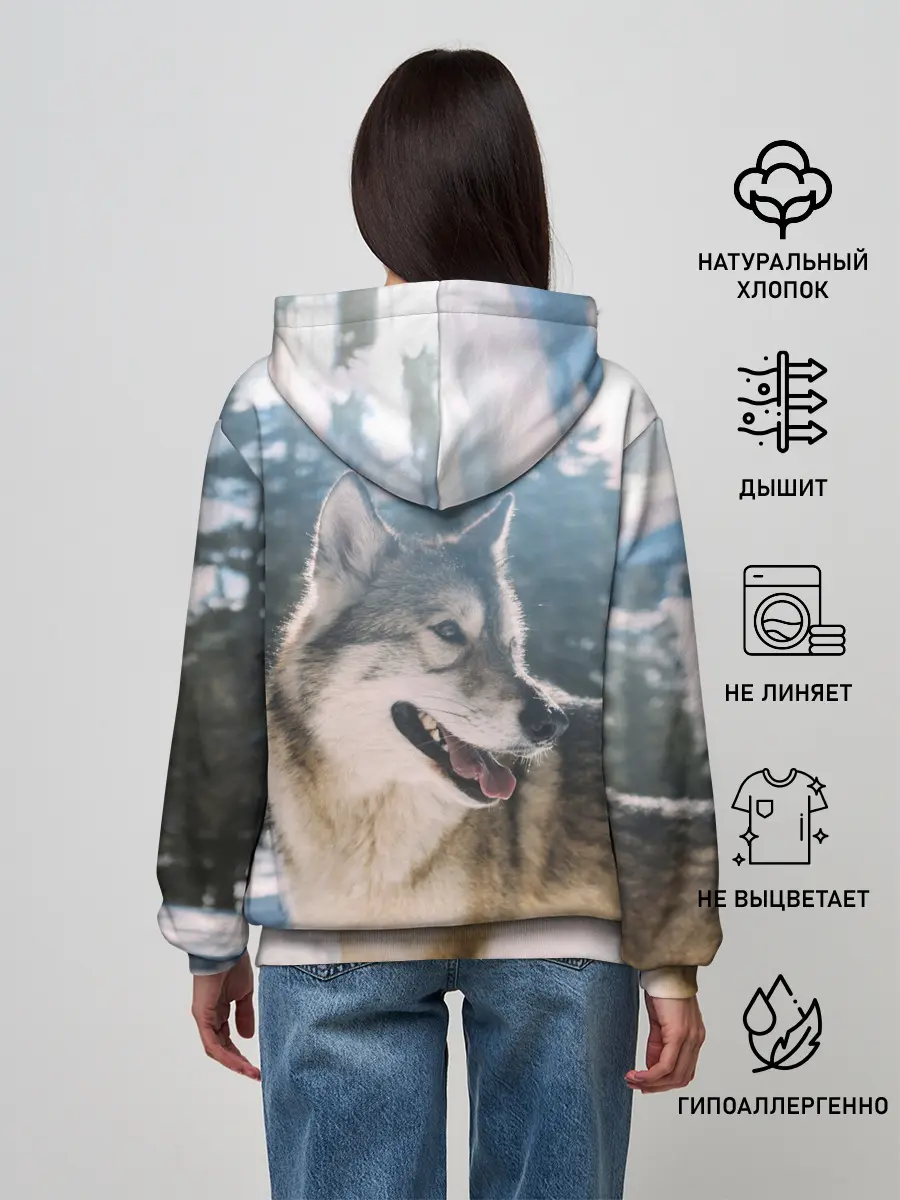 Женское худи / Волк и снег