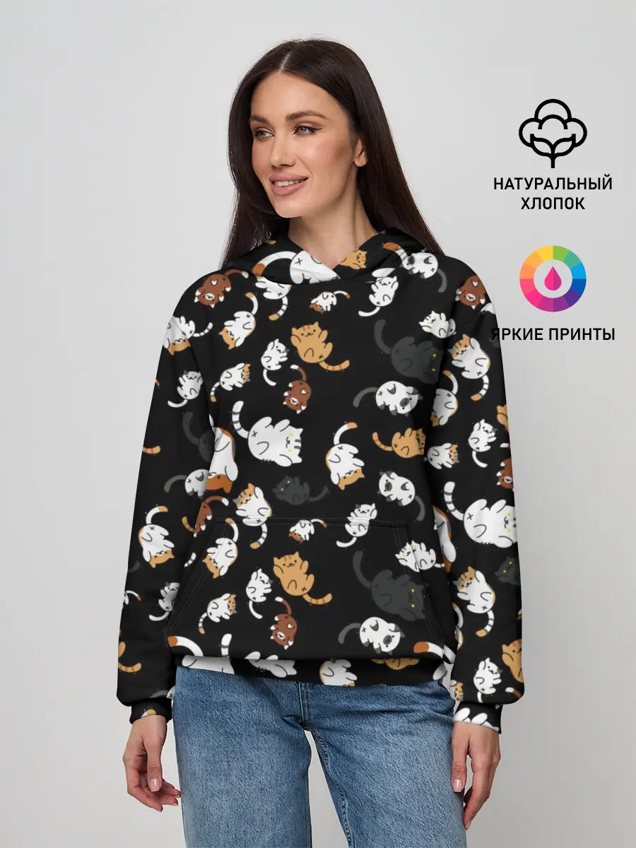 Женское худи / Котята паттерн