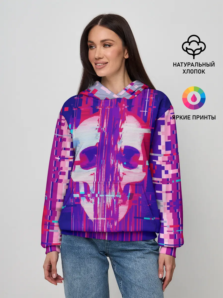 Женское худи / Skull glitch