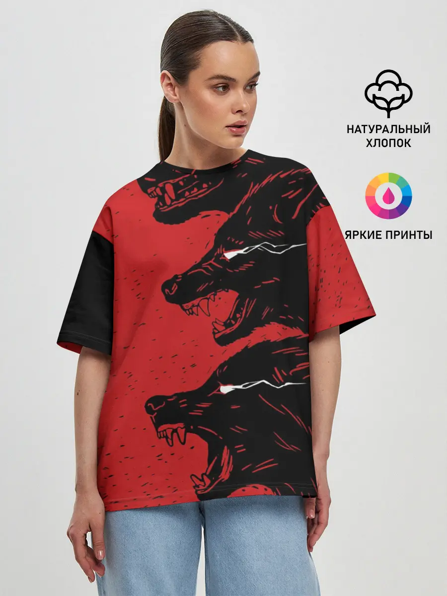 Женская футболка оверсайз / Evil Wolves