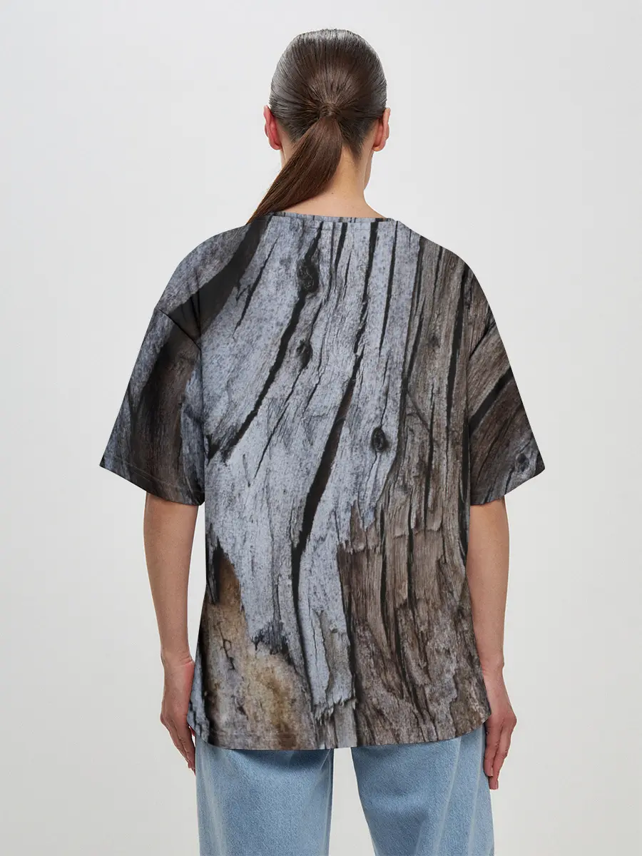 Женская футболка оверсайз / Древесная кора