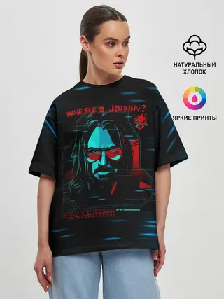 Женская футболка оверсайз / WHERES JOHNNY? SAMURAI