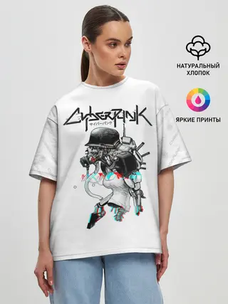 Женская футболка оверсайз / Cyberpunk 2077 КиберСкелет