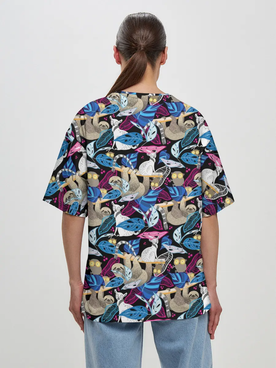 Женская футболка оверсайз / Ленивцы и Лемуры