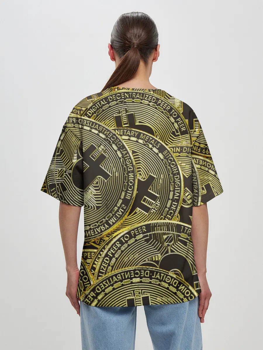 Женская футболка оверсайз / БИТКОИНЫ МОНЕТЫ