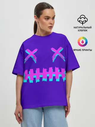 Женская футболка оверсайз / CYBERSTYLE PURPLE EVIL