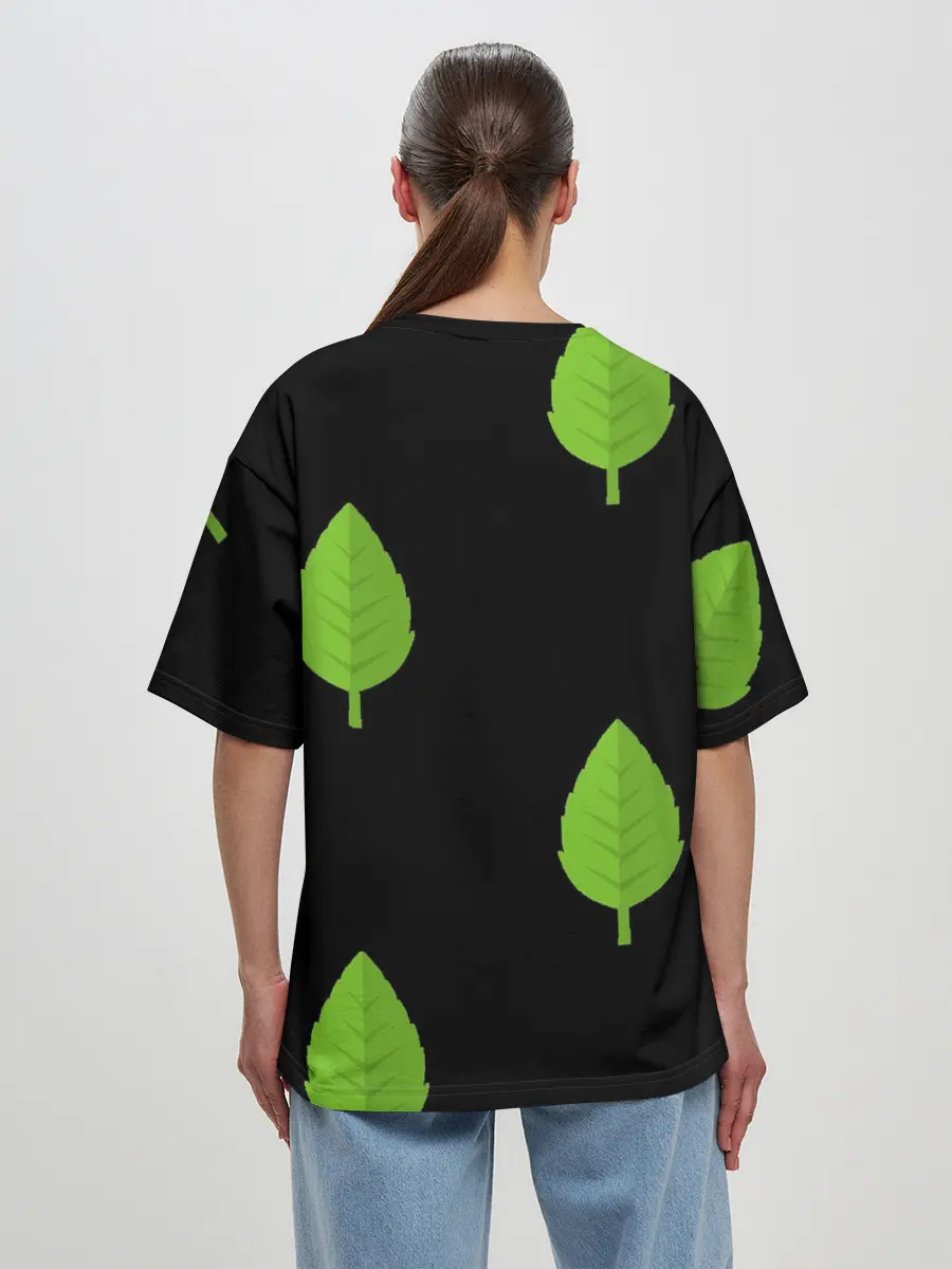 Женская футболка оверсайз / Птица и листочек