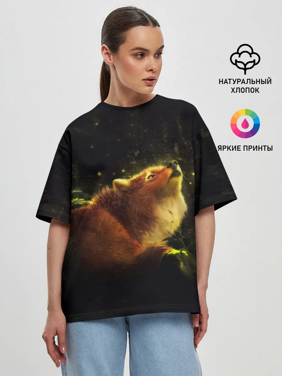 Женская футболка оверсайз / Лисица