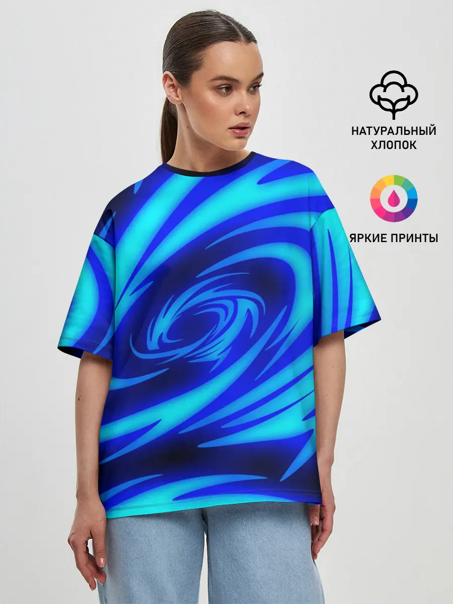 Женская футболка оверсайз / ОГНЕННЫЕ ВОЛНЫ | FIRE STRIPES