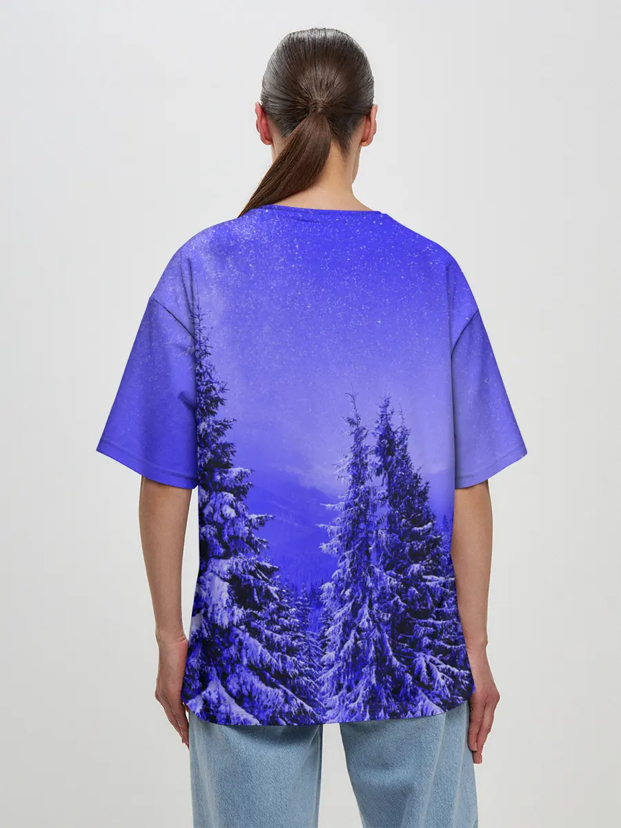 Женская футболка оверсайз / Зимний лес
