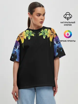 Женская футболка оверсайз / Цветы