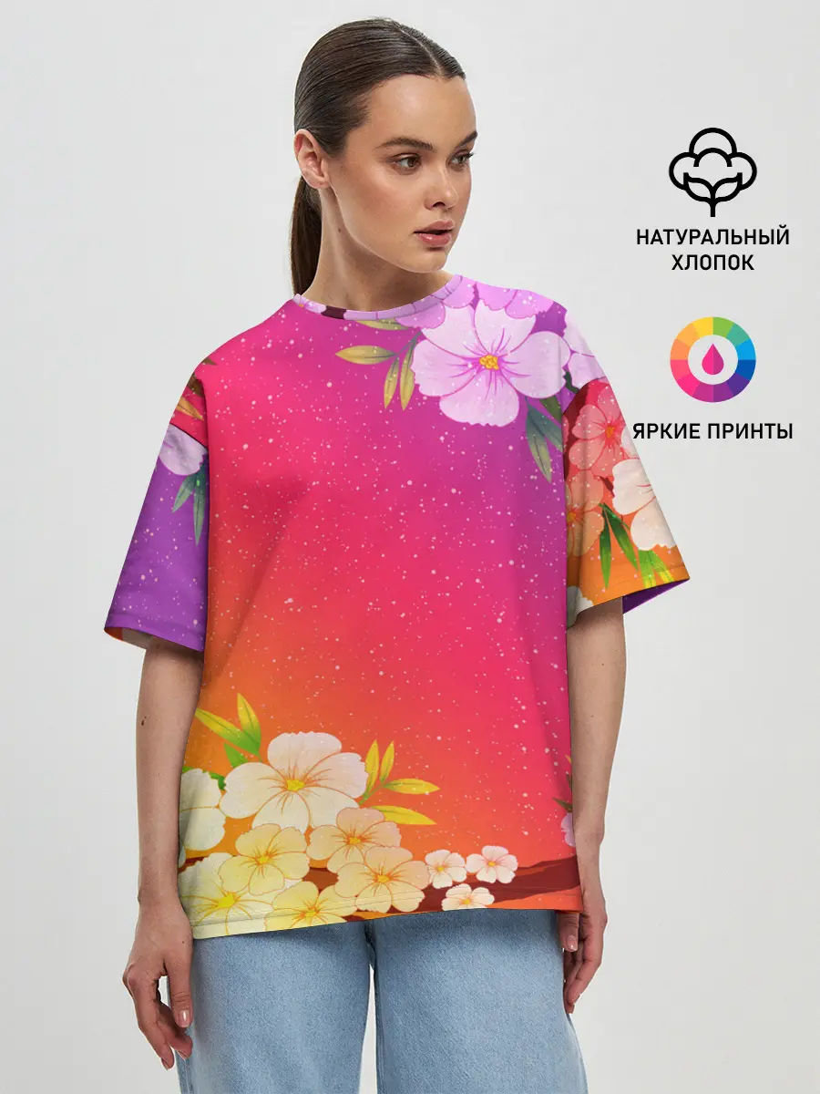 Женская футболка оверсайз / САКУРА | SAKURA