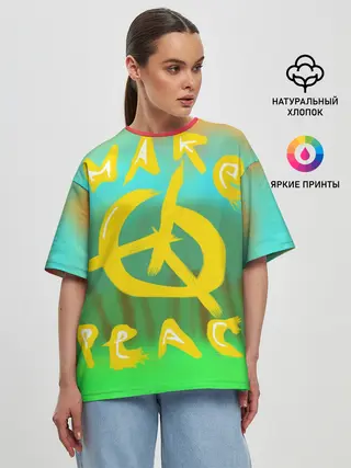 Женская футболка оверсайз / Make peace