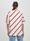 Женская футболка оверсайз / Полосы красные на белом