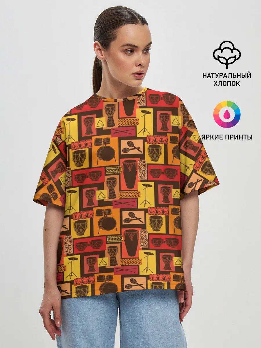 Женская футболка оверсайз / Ударные Инструменты