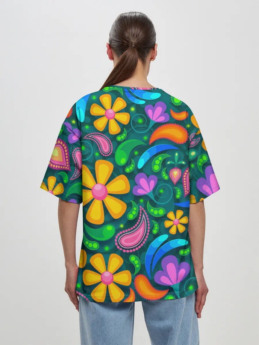 Женская футболка оверсайз / ЯРКИЕ ЦВЕТЫ