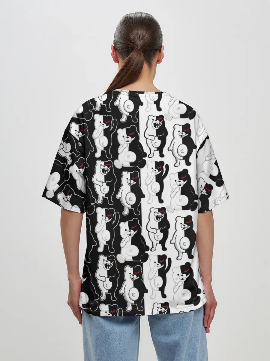 Женская футболка оверсайз / MONOKUMA / МОНОКУМА ПАТТЕРН