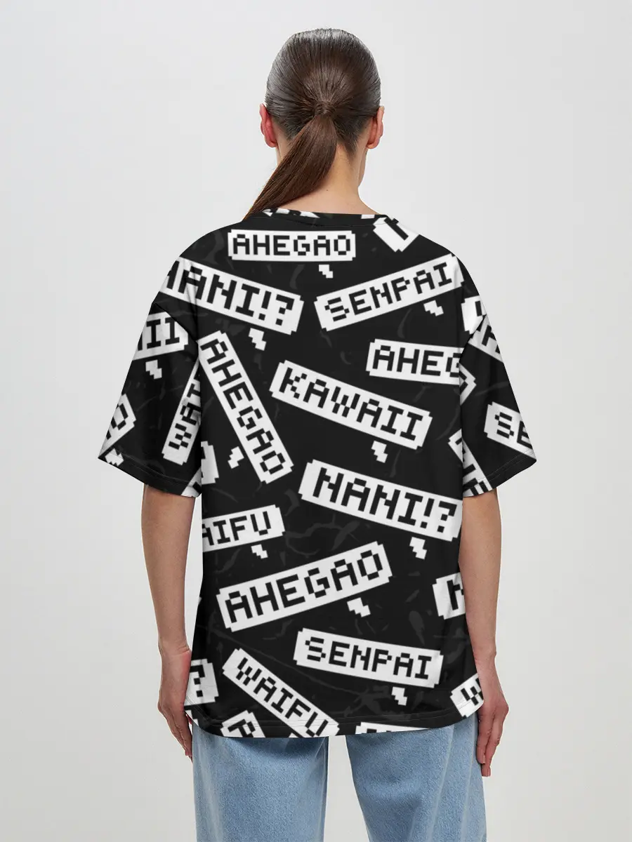 Женская футболка оверсайз / Ahegao Senpai Kawai
