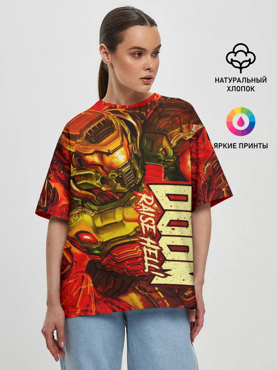 Женская футболка оверсайз / DOOM Eternal