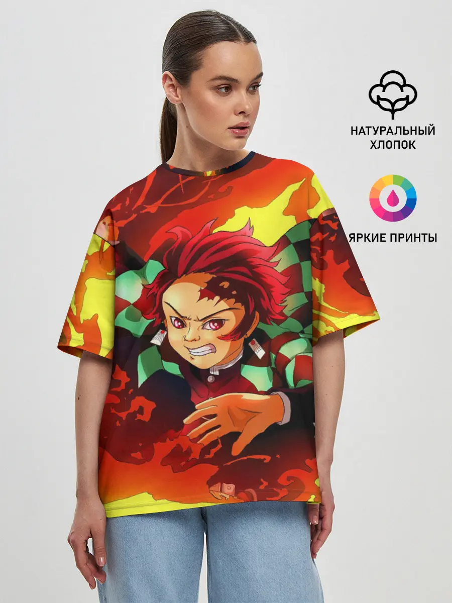 Женская футболка оверсайз / КЛИНОК РАССЕКАЮЩИЙ ДЕМОНОВ