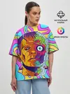 Женская футболка оверсайз / Психоделический Франкенштейн