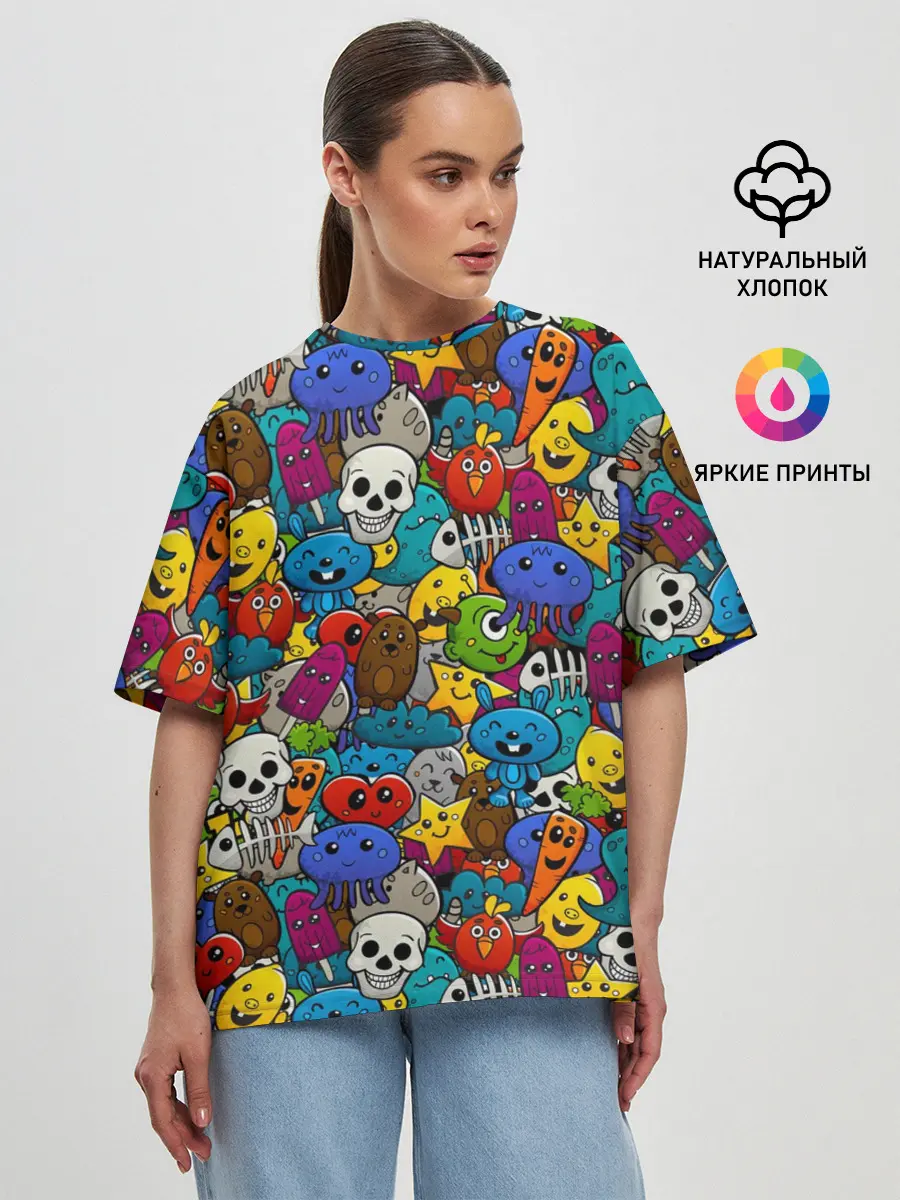 Женская футболка оверсайз / Граффити