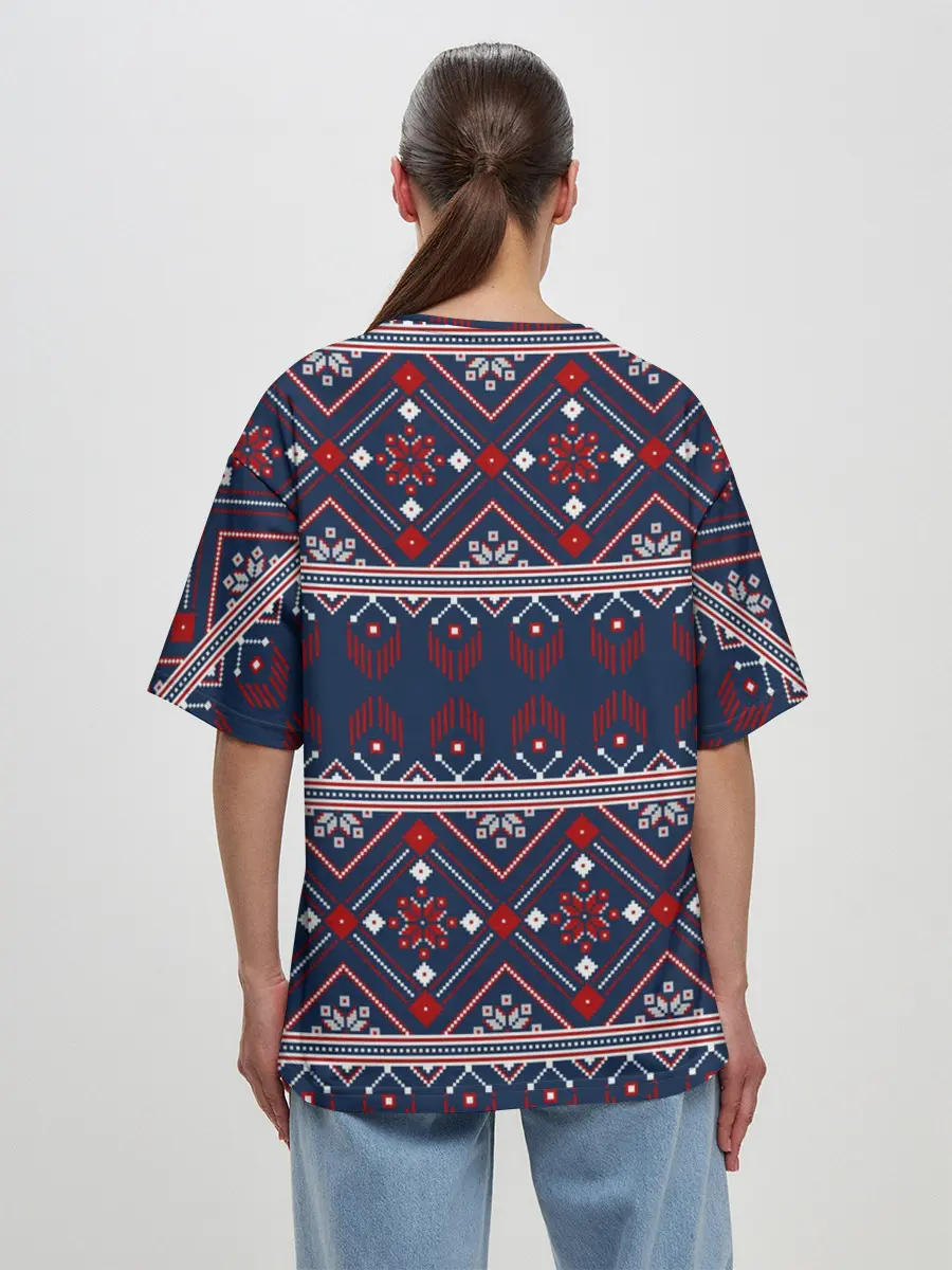 Женская футболка оверсайз / Русские народные узоры