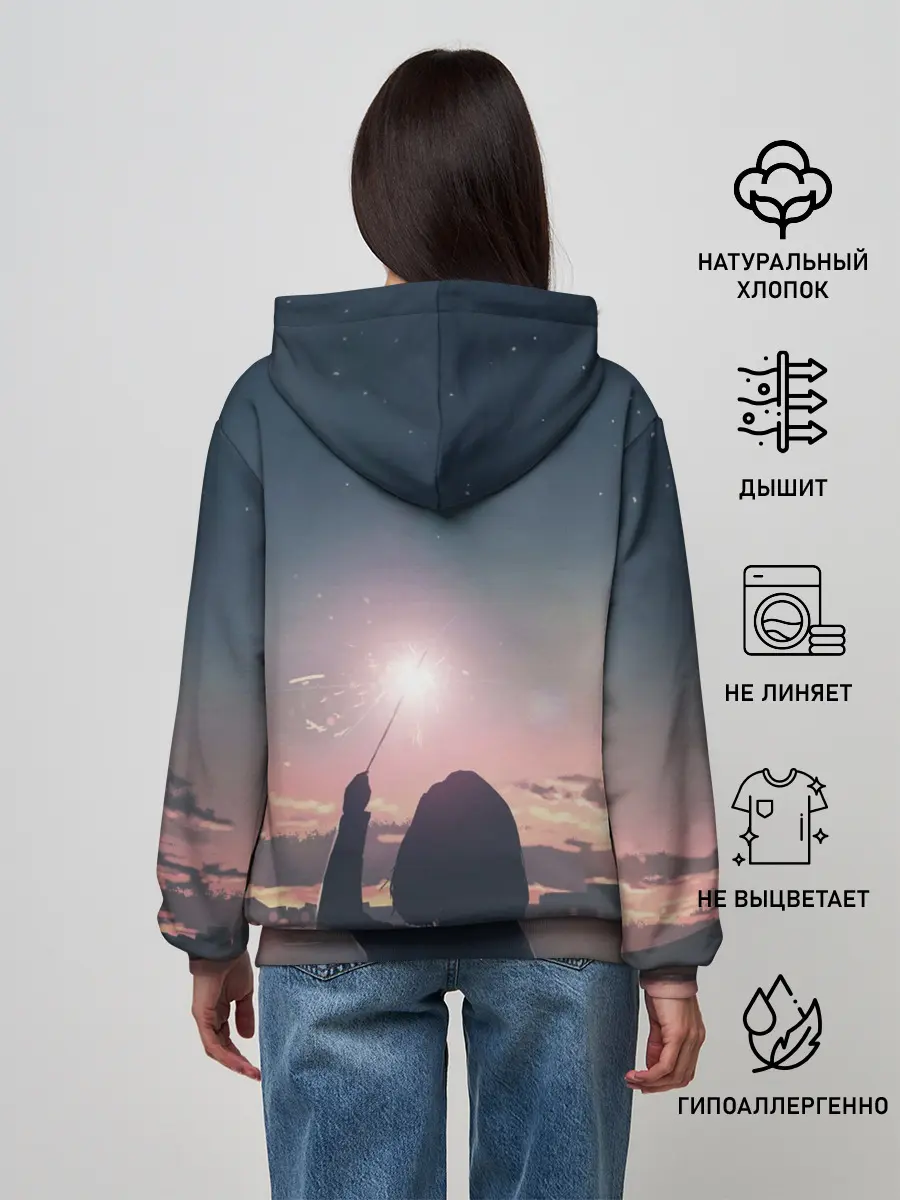 Женское худи / девушка свечение волшебство