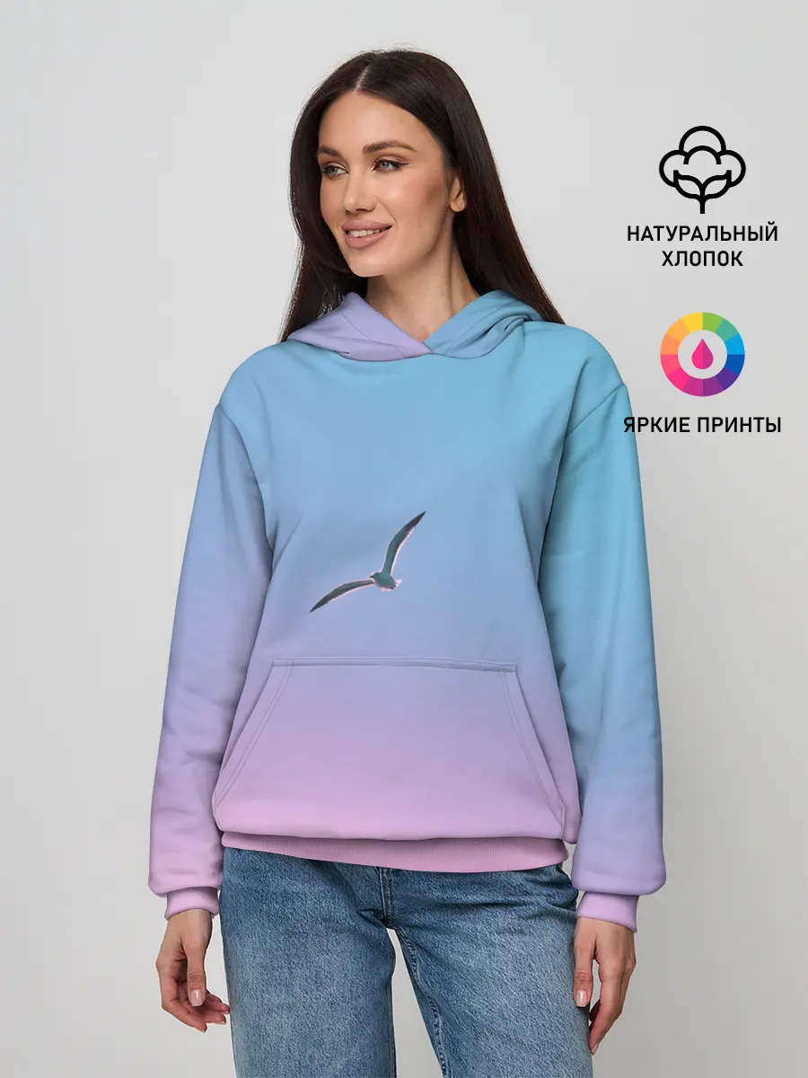 Женское худи / чайки птицы полет градиент