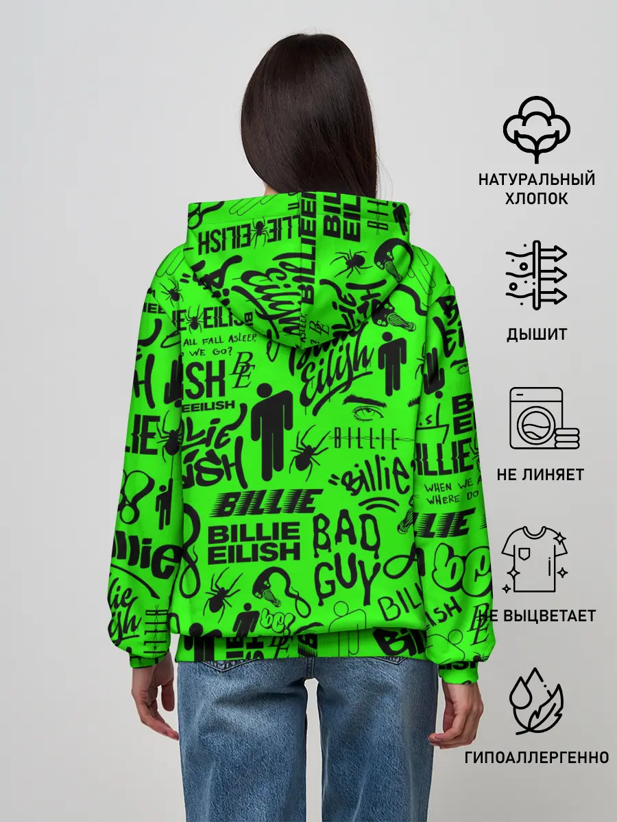 Женское худи / BILLIE EILISH | БИЛЛИ АЙЛИШ LOGOBOMBING