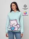 Женское худи / Белый котенок с клубком милый