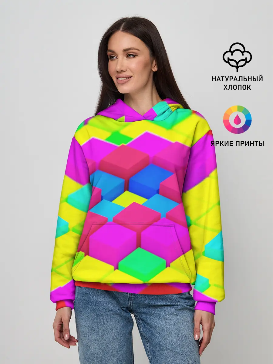 Женское худи / ЦВЕТНЫЕ КУБИКИ